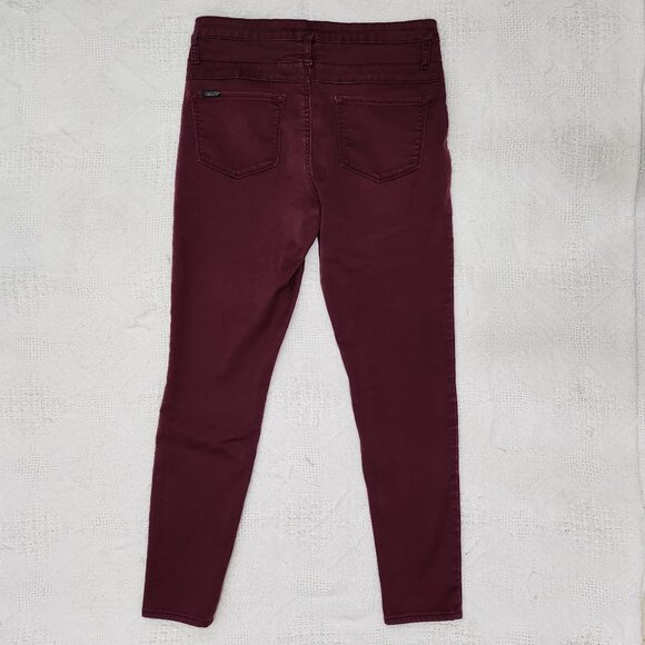 Maroon High waisted Skinny Jeans with Triple Button - Picture 2 of 8